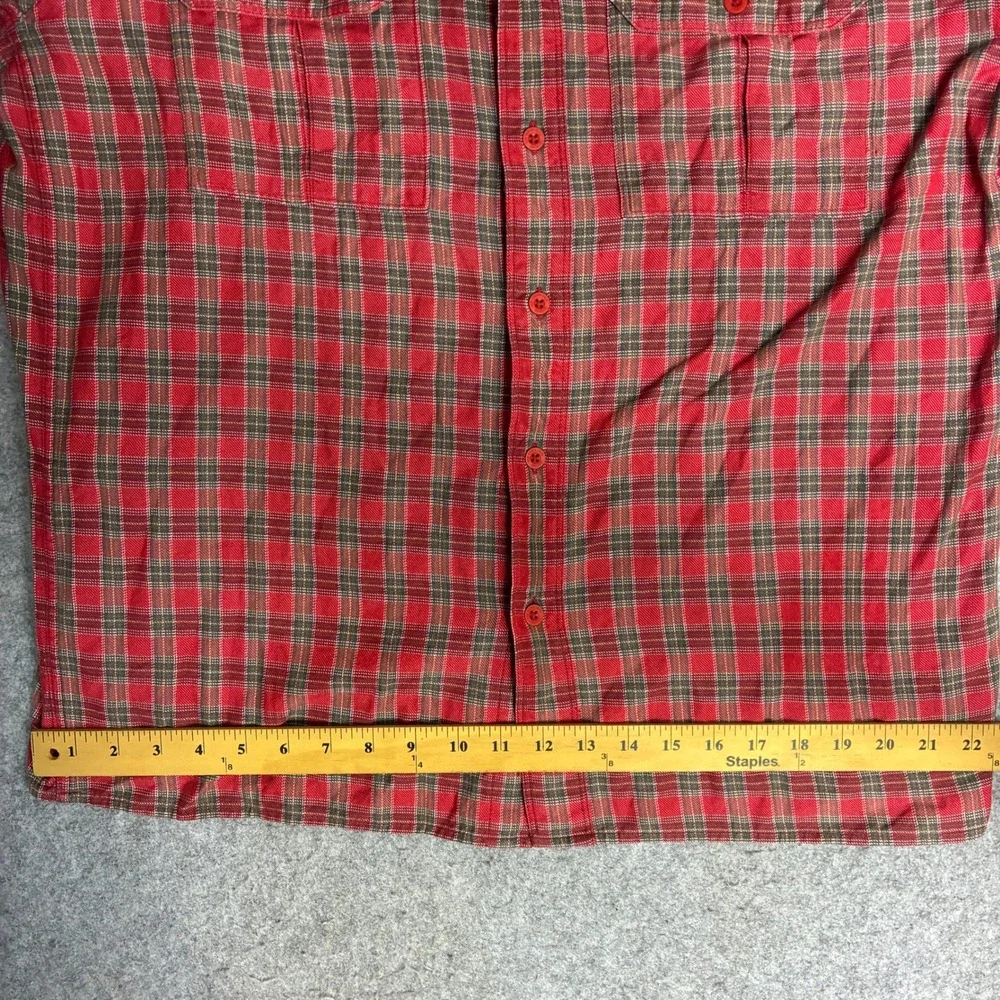 The North Face Mens Size XL Red Grey Plaid Long Sleeve Button Down Flannel Shirt